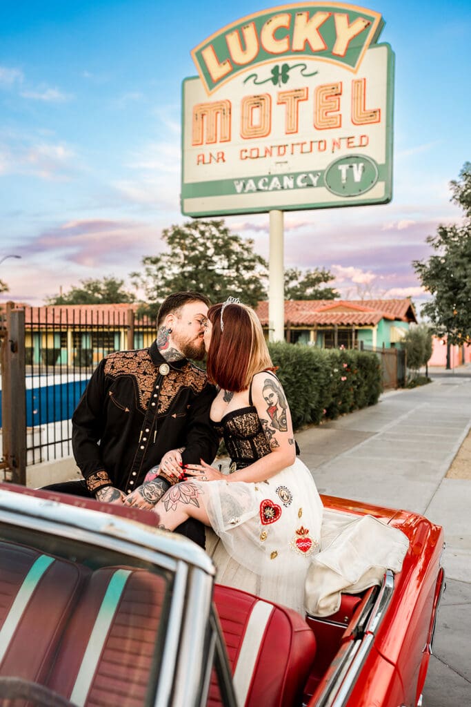 Electric Vegas Elopement: Delphine & Julien’s Rock ’n’ Roll Love Story at Sure Thing Chapel