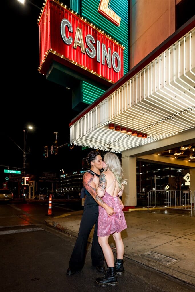 cute picture of the couple kissing during their dream photoshoot