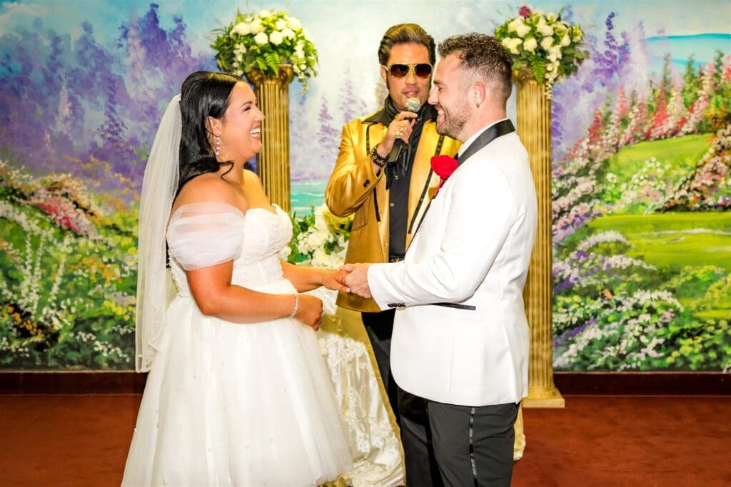 Couple laughing during their dream ceremony
