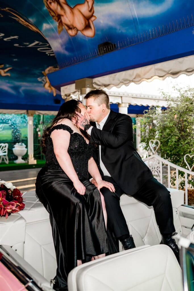bride and groom kissing after their ceremony