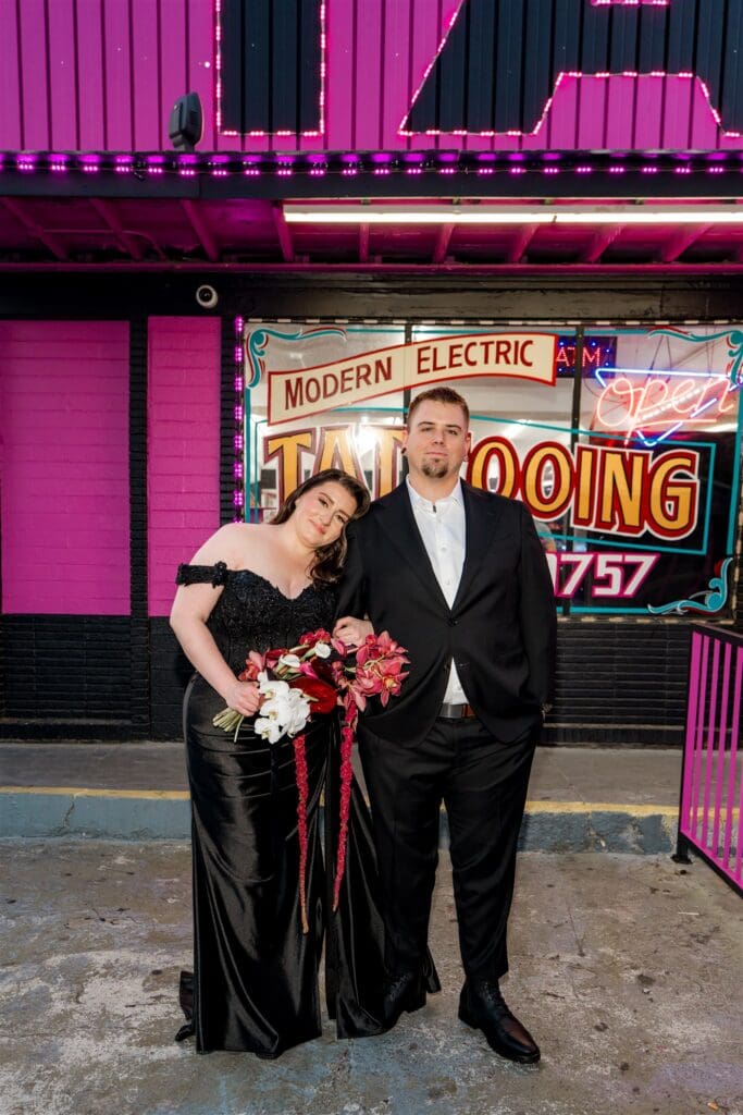 stunning portrait of the newly married couple