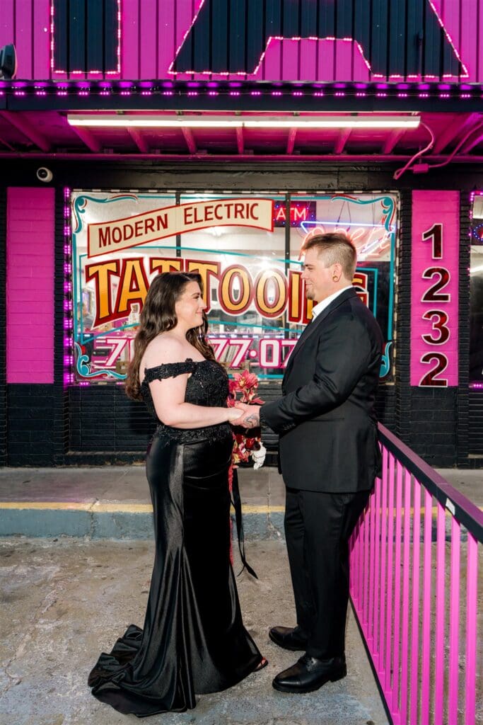 cute picture of the newlyweds holding hands