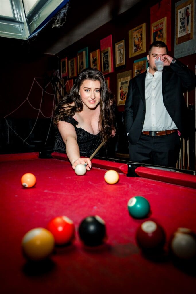 cute couple at their dream bridal portraits in DTLV