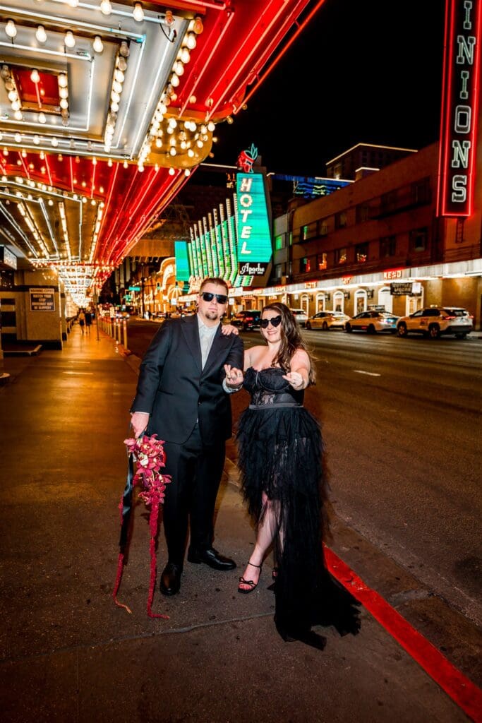 cute couple at their dream vegas elopement