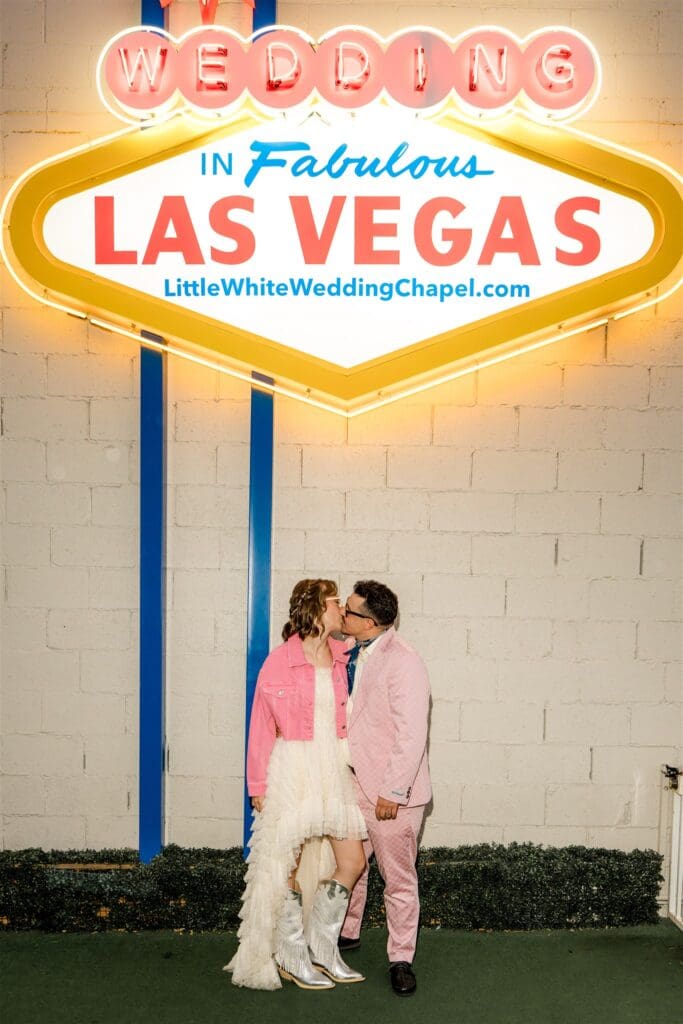 portrait of the bride and groom kissing