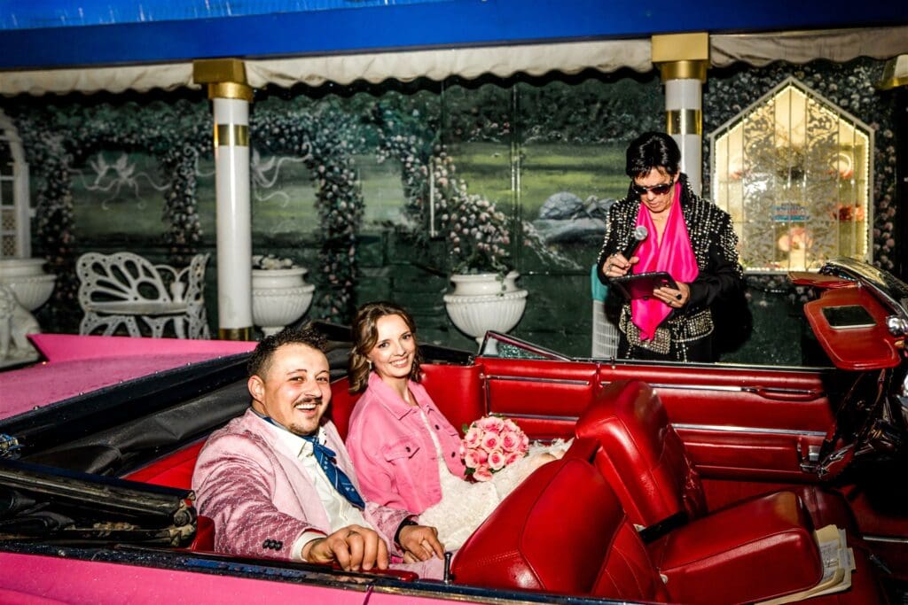 happy couple at their dream vegas elopement