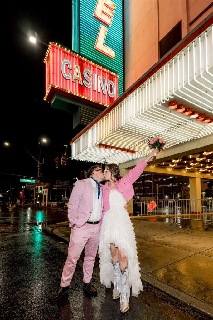 fun bridal portraits in fremont street
