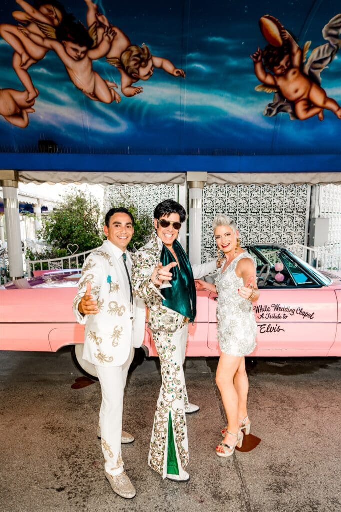 picture of the newlyweds with elvis