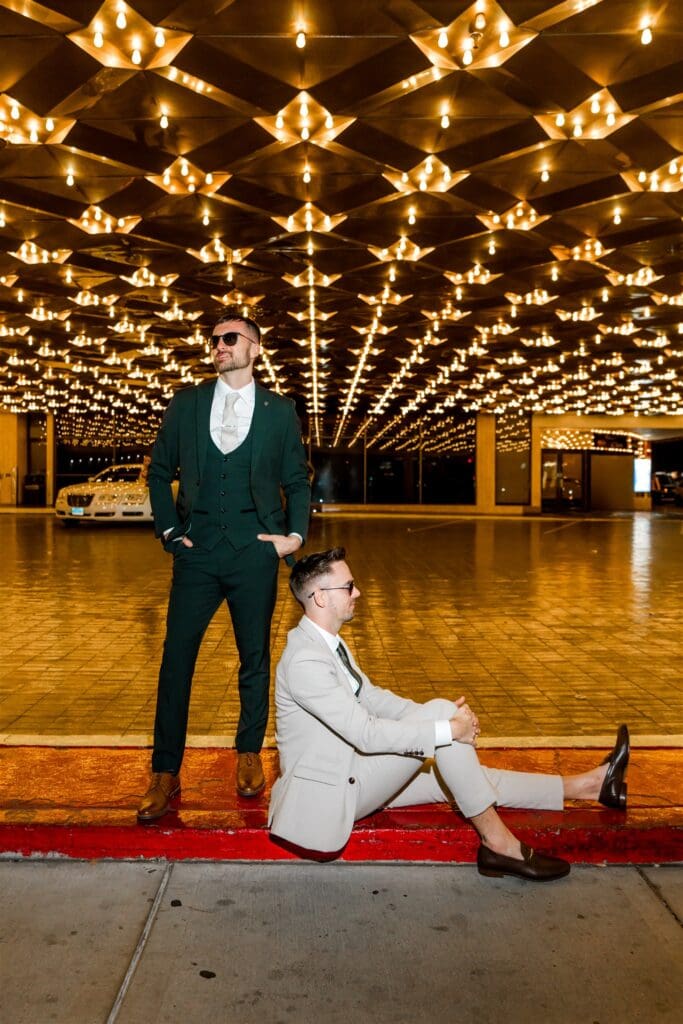 couple at their fun bridal session after their ceremony