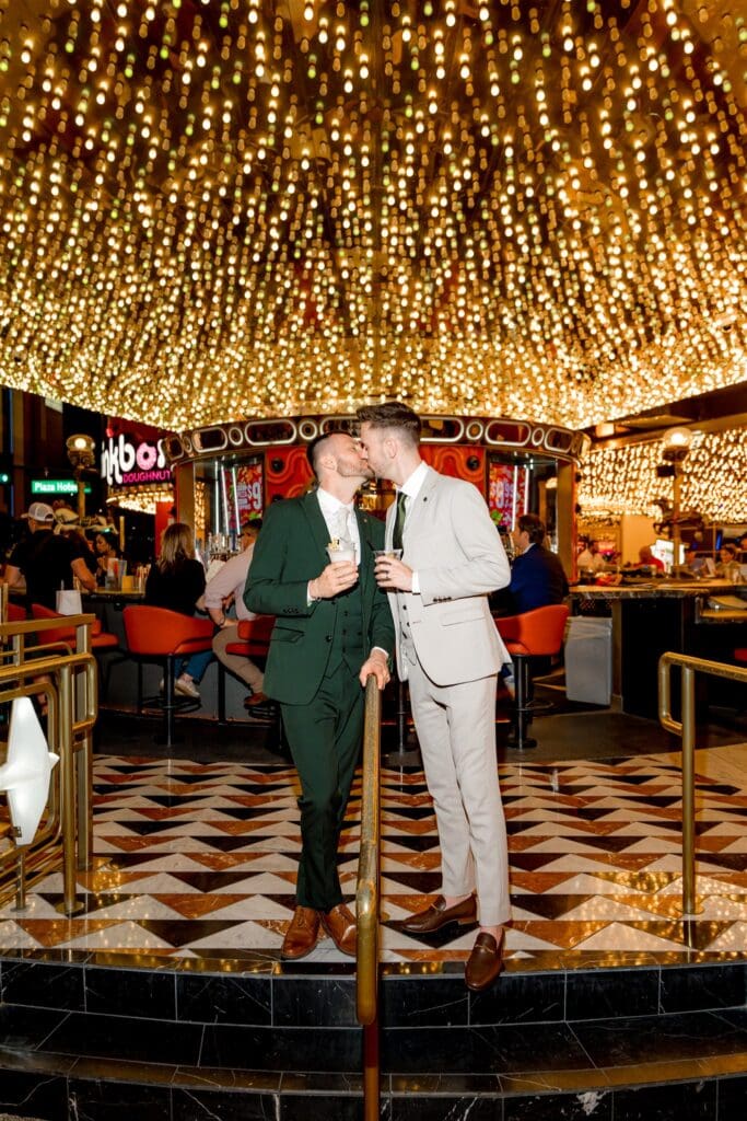 cute picture of the newlyweds kissing