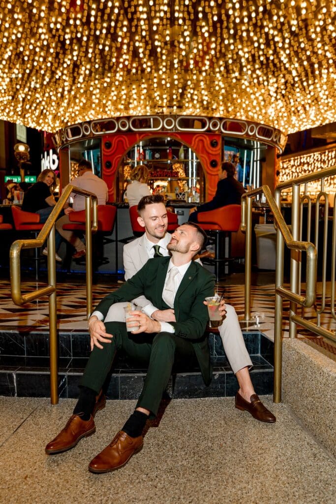 picture of the newlyweds smiling at each other