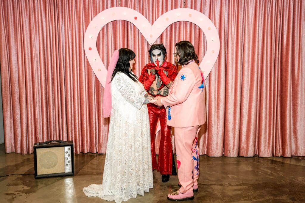 bride and groom at their intimate wedding ceremony