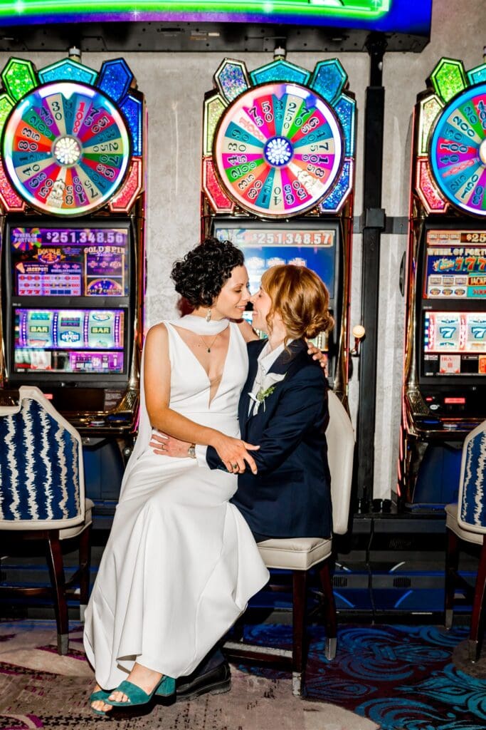 cute picture of the couple at their dream vegas elopement