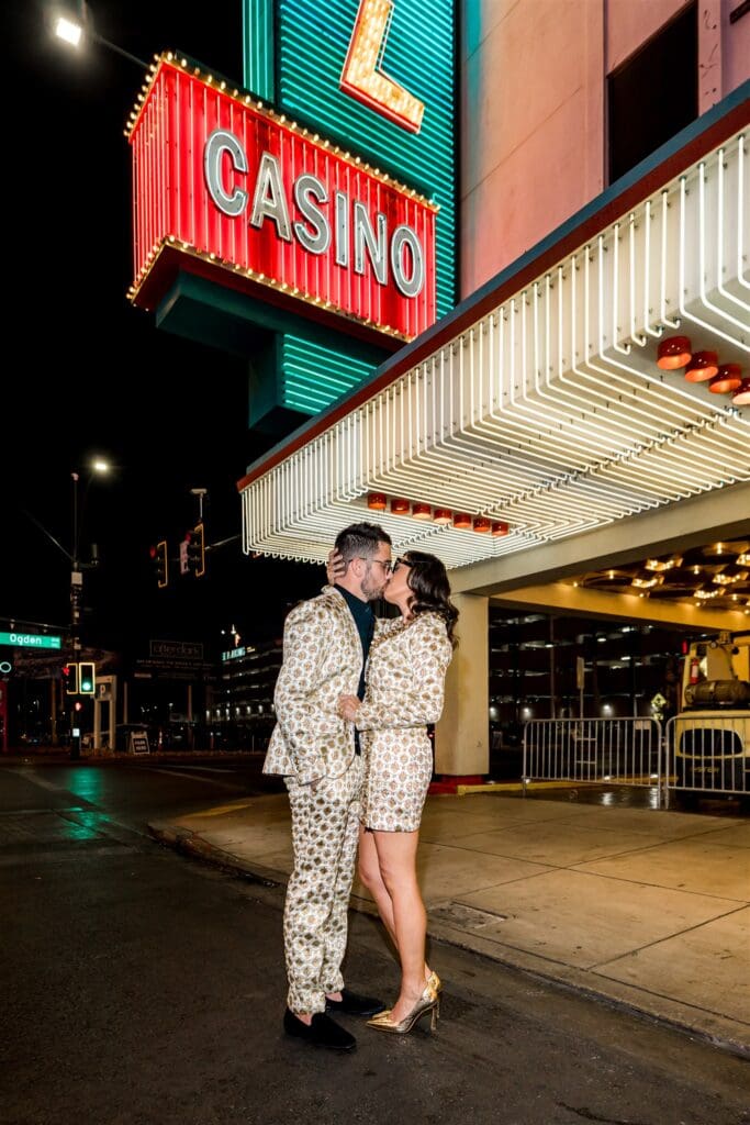 portrait of the bride and groom kissing
