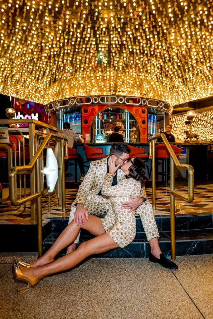 couple kissing during their fun bridal session