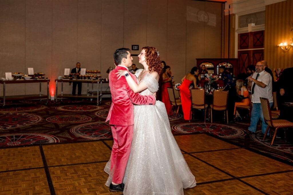 cute picture of the newlyweds dancing