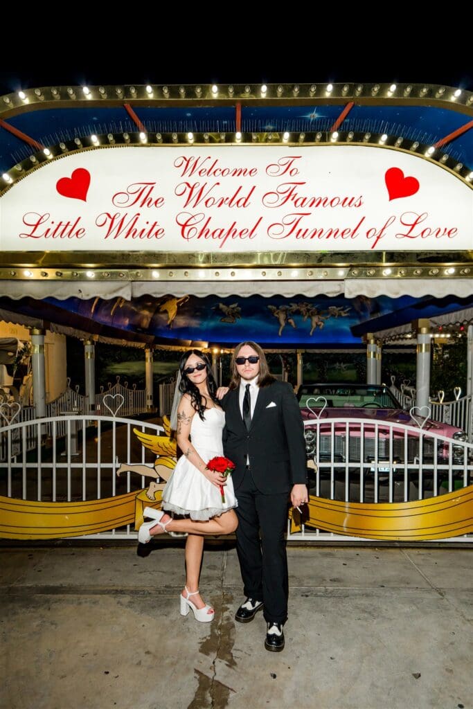 bride and groom at their dream vegas elopement