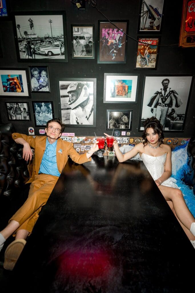 cute picture of the bride and groom at their dream photoshoot