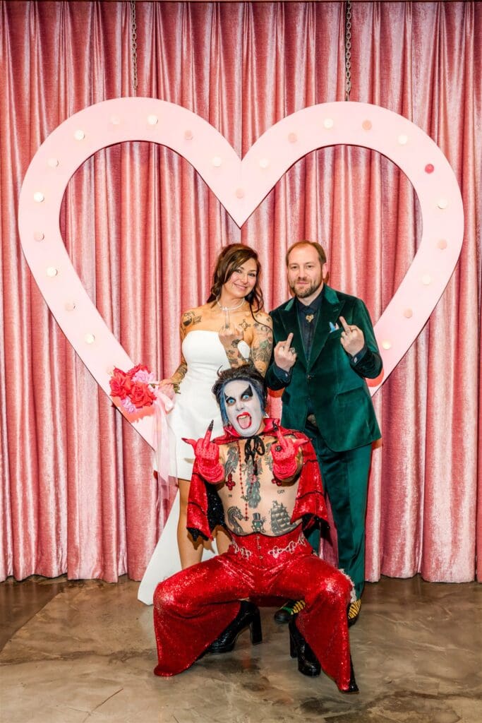 fun picture of the newlyweds with hellvis