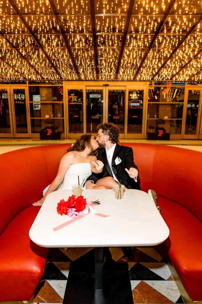 Cute picture of the newly married couple kissing