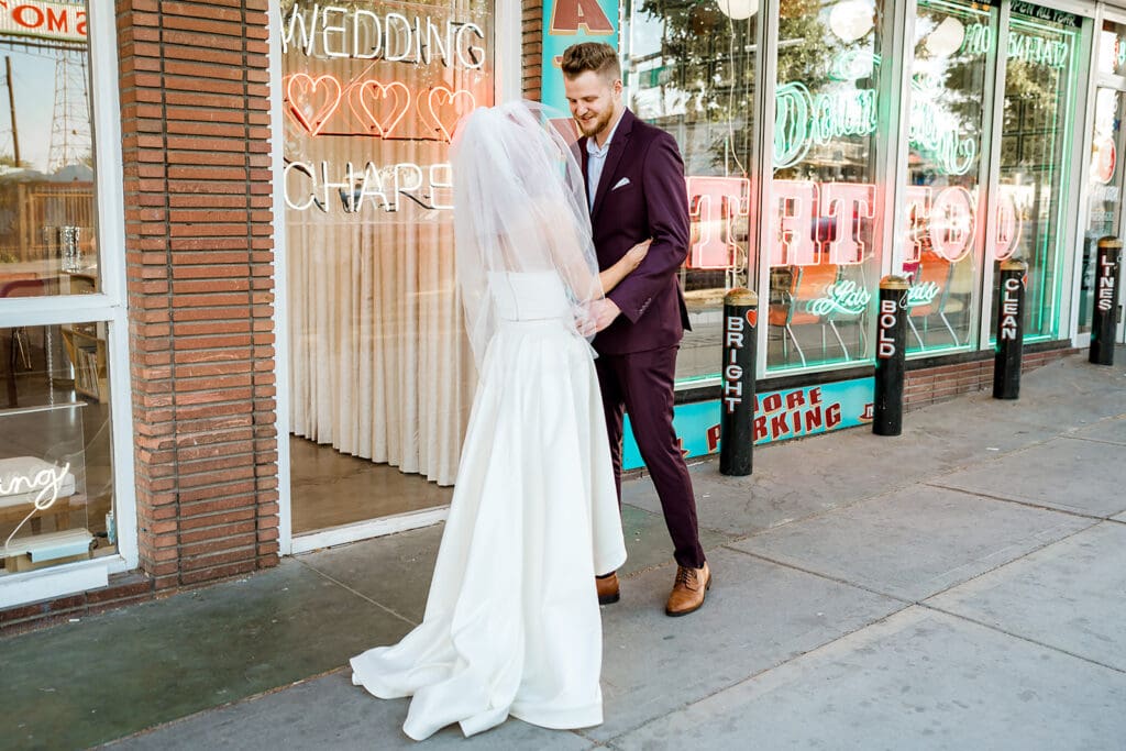 groom emotional during his first look with the bride