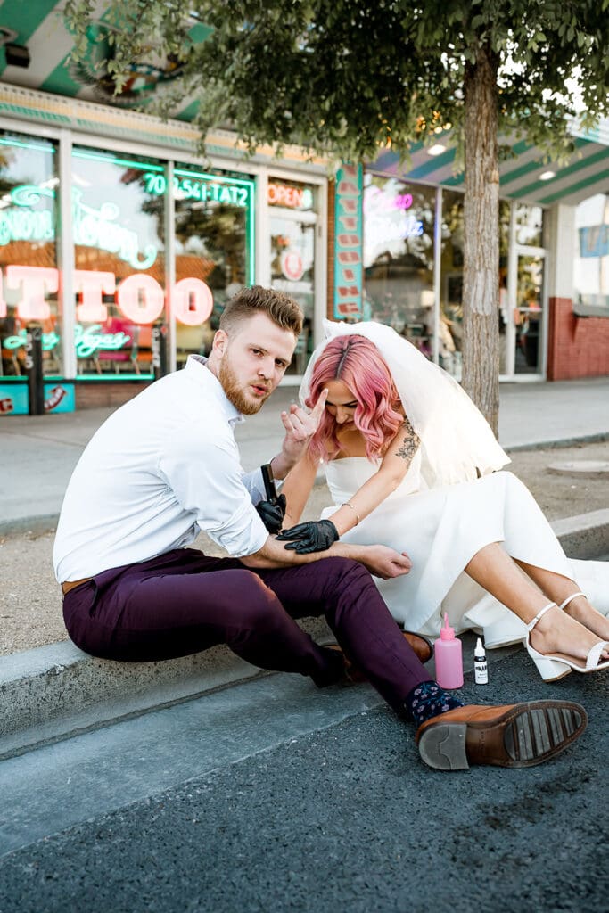 Beer Bongs, Tattoo Guns & Wedding Vows: A Fremont Street Las Vegas Elopement