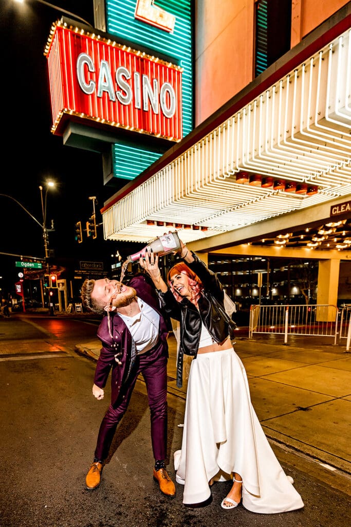 cute picture of the newlyweds at their dream vegas elopement