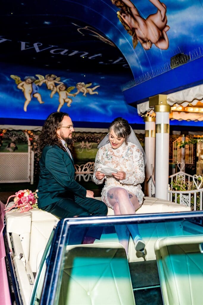 Bride and groom at their dream, Las Vegas elopement ceremony