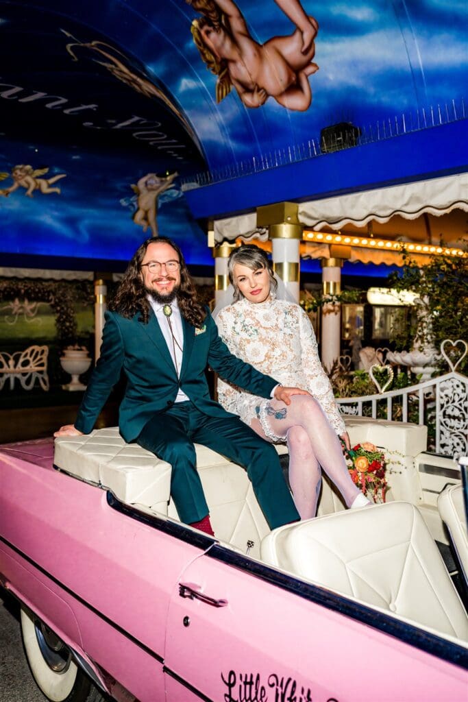 bride and groom holding hands during their photoshoot