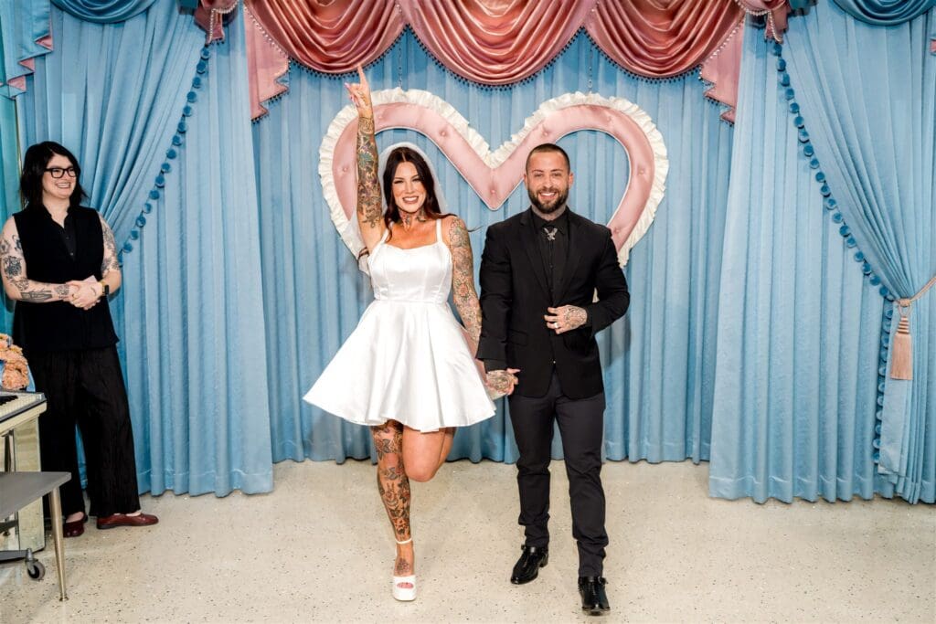 cute picture of the couple at their dream vegas elopement