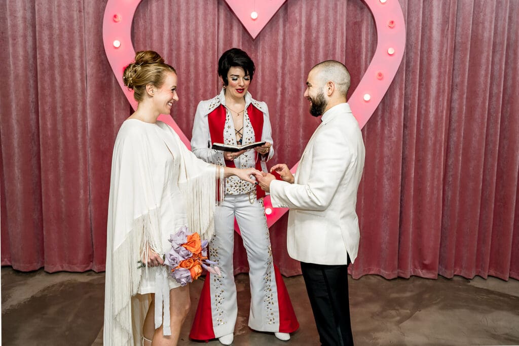 bride and groom at their dream las vegas elopement