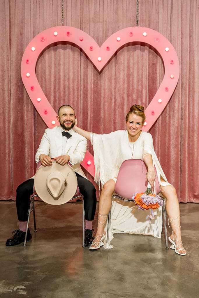 cute picture of the bride and groom at their dream photoshoot