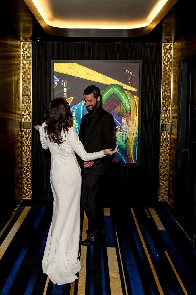 bride and groom at their first look