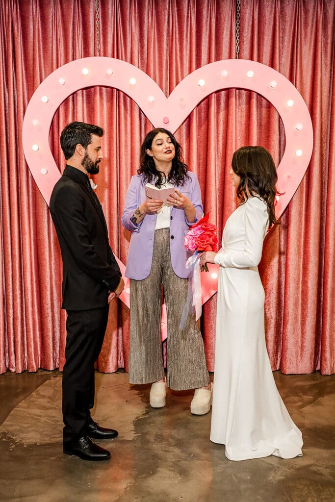 cute picture of the bride and groom at their intimate elopement ceremony