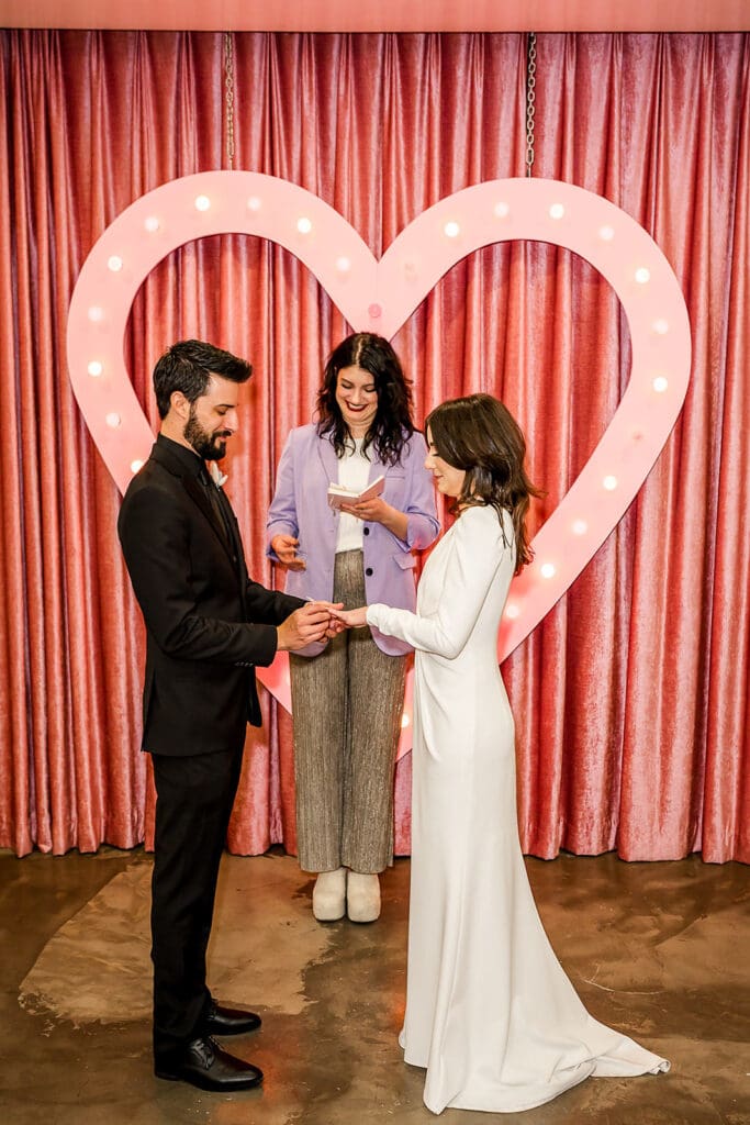 bride and groom at their dream ceremony in las vegas